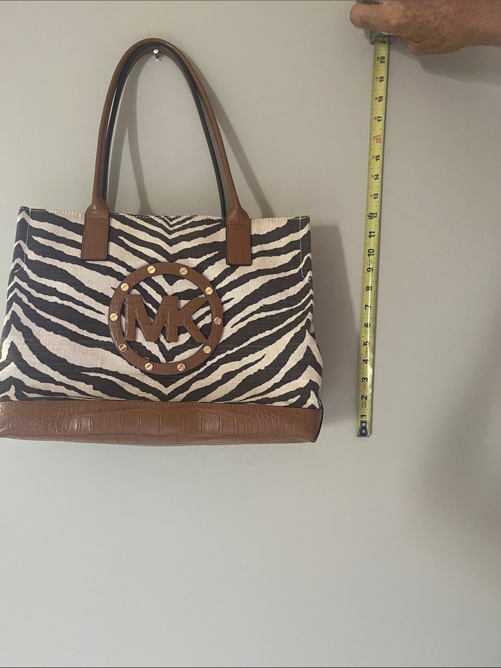 Michael Kors Zebra-Print Tote with Tan Leather Trim - Picture 4 of 4